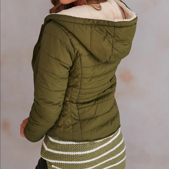 Faux fur Olive jacket - Picture 2 of 7